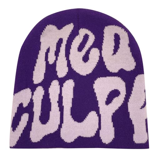 MEA Culpa Beanie - Y2k Beanie Mütze Herren Damen Teenager Y2k Cap Winter Knit Skater Beanie Mütze Hip Hop Strickmützen Baumwolle Spider MEA Culpa Printed Y2k Beanie Cap Hat Pink Harajuku Fashion von Bastwahl