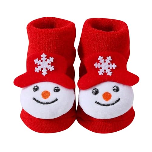 Rasselsocken Baby 0-6 Monate Weihnachten Rosa - Rasselsocken Weihnachten Babysocken Neugeboren Kleiner Junge Mädchen Weihnachtssocken Baby Antirutsch Erstlingssöckchen mit 3D Motive von Bastwahl