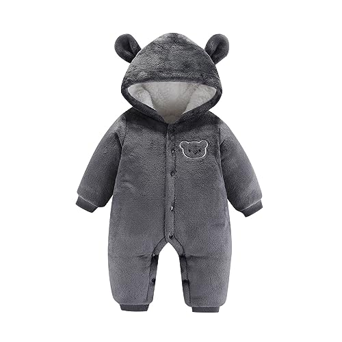 Schneeanzug Für Baby Unisex - Jacke Dick Langarm Jumpsuit Outfits Neugeborenes Baby Mädchen Jungen Winter Reißverschluss Overall Mantel Warm Schneeanzug Kapuze Strampler von Bastwahl