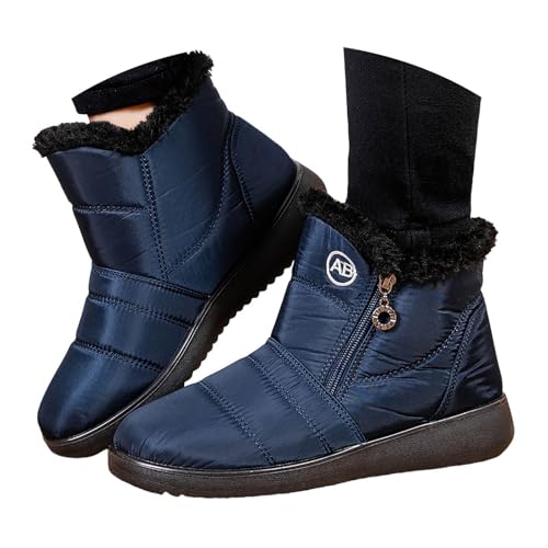 Snow Boots Damen,Winterstiefel Damen Gefüttert Wasserdicht Schwarz - Winterschuhe Warm Stiefeletten Winter Schneestiefe Kurzschaft Stiefel rutschfeste Schlupfstiefel mit Absatz Boots Flach von Bastwahl