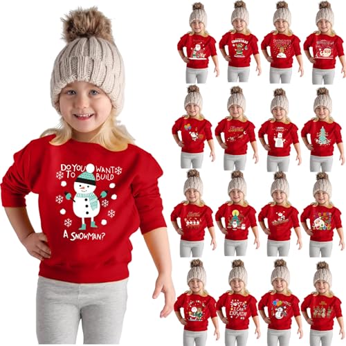 Weihnachtspullover Kinder - Langarm Christmas Xmas Rentier Weihnachtsmann Weihnachtskleidungfussball Weihnachtsshirt Sweatshirt Weihnachtsoutfit Weihnachtspuli Jungen Mädchen Weihnacht Pullover von Bastwahl