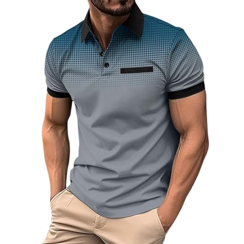 polohemd Herren,Poloshirt Herren Kurzarm Modern mit Brusttasche T-Shirts Polohemd Freizeit Sommer Sommershirts mit Lässigem Kragen Atmungsaktiv Oberteile Grau S von Bastwahl