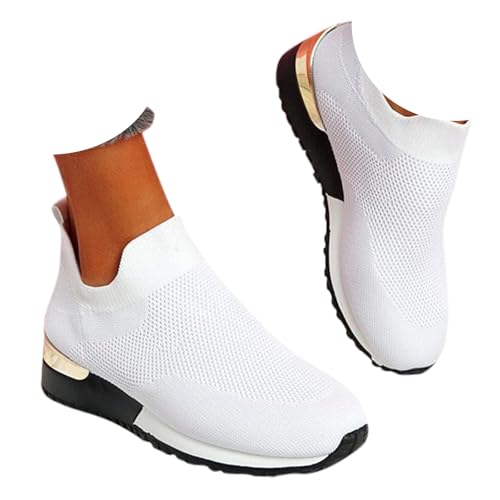 sportschuhe damen fitnessstudio,Sneaker Weiss/Schwarz Leicht Mesh Turnschuhe Atmungsaktiv Leichtgewichts Sportschuhe Schuhe Laufschuhe Fitnessschuhe Slip on Walkingschuhe Laufschuhe Outdoor Fitness von Bastwahl