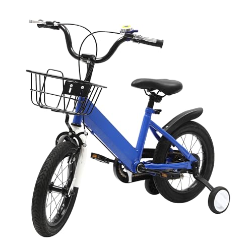 Kinderfahrrad 14 Zoll Balance-Fahrrad für Kinder 3-8 Jahre | Robuster Stahlrahmen | Vordere Klemmbremse & Hintere Haltebremse | Sitzhöhe verstellba (Blau) von Bathrena