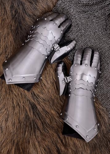 Battle-Merchant Plattenhandschuhe, 1,3mm Stahl - Panzerhandschuhe - Ritterhandschuhe - Mittelalter - LARP von Battle-Merchant