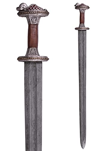 Battle-Merchant Vendelzeit-Schwert mit Scheide | Mittelalter Breitschwert 7. / 8. Jahrhundert | Deko Waffe Ritterschwert | Wikinger Schwert aus Damast Stahl mit Messingheft, verzinnt Battle-Merchant Vendelzeit-Schwert mit Scheide | Mittelalter Breitschwert 7. / 8. Jahrhundert | Deko Waffe Ritterschwert | Wikinger Schwert aus Damast Stahl mit Messingheft, verzinnt von Battle-Merchant