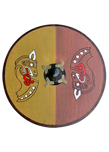 Battle-Merchant Wikinger Rundschild, aus Holz, mit nordischem Pferdemotiv - Schild - Wikingerschild von Battle-Merchant