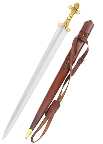 Battle-Merchant Keltisches Langschwert mit Scheide | Deko Langschwert aus der La-Tène-Zeit für Erwachsene | Echtes Schwert der Kelten aus Federstahl von Battle-Merchant