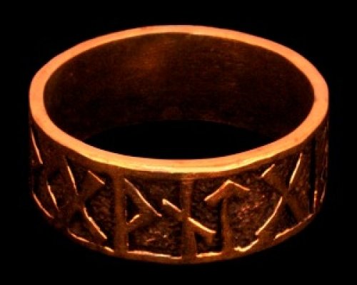 Runen Ring aus Bronze verzierter Wikingerring Bronzering LARP Wikinger Mittelalter Verschiedene Größen (23/72) von Battle-Merchant
