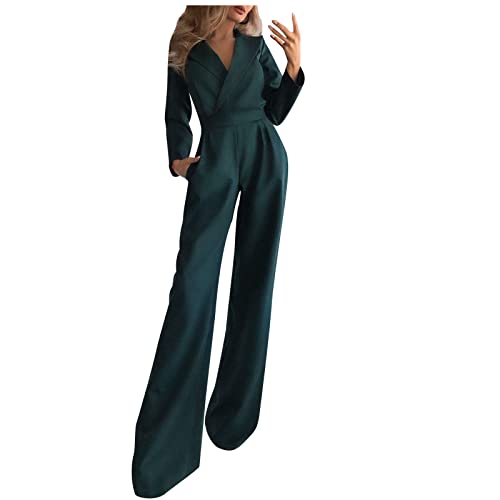 Damen Elegant Jumpsuit Overall Hosenanzug Playsuit Romper Jumpsuit Damen Elegant Einteiler Lang hoher Taille Playsuits Jogginganzug Einfarbig Strampler Overalls Cocktail Party Festlich Overalls von Battnot