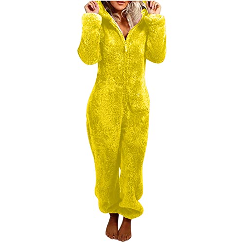Jumpsuit Damen Teddy Fleece Einteiler Overall Anzug Flauschig Schlafanzug Winter Warm Onesie Plüsch Kuschelig Overall Hausanzug Lang Schlafoverall Weich Pyjama Schlafanzug mit Kapuze S-5XL Jumpsuit Damen Teddy Fleece Einteiler Overall Anzug Flauschig Schlafanzug Winter Warm Onesie Plüsch Kuschelig Overall Hausanzug Lang Schlafoverall Weich Pyjama Schlafanzug mit Kapuze S-5XL von Battnot