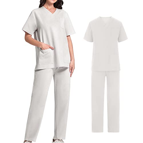 Unisex medizinische uniform Set mit Kasack und Hose, Medical Schrubb-Set, Pflege Berufsbekleidung Unisex-Schrubb-Set - Medizinische Uniform Herren Damen Kasacks Arbeitshose Pflege Schlupfkasack Unisex medizinische uniform Set mit Kasack und Hose, Medical Schrubb-Set, Pflege Berufsbekleidung Unisex-Schrubb-Set - Medizinische Uniform Herren Damen Kasacks Arbeitshose Pflege Schlupfkasack von Battnot