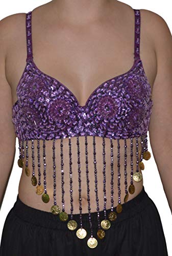 Bauchtanz BH Lila Oberteil Top Belly Dance Perlen Pailletten Karneval Oriental Tanz von Bauchtanz BH