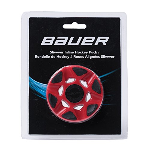 BAUER - Silvvver Inline Hockey Puck I Streethockey-Puck I Puck für Roller- und Inlinehockey I Indoor Puck mit geringer Reibung I verhindert Puckspringen - Rot von Bauer