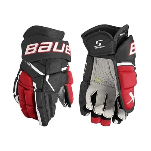 Bauer Supreme MACH Handschuhe Senior, Größe:14 Zoll, Farbe:schwarz/rot von Bauer