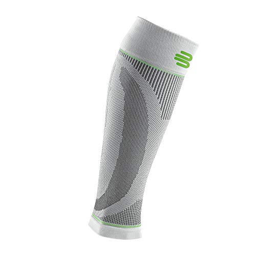 Bauerfeind Kompressions-Wadenbandage „Sports Compression Sleeves Lower Leg“, 1 Paar Sleeves für die Waden, Unisex, Beinstulpen für Ball- & Ausdauersportarten, Weiß, L extra lang von BAUERFEIND