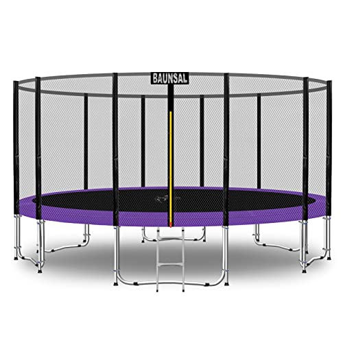 Baunsal® Trampolin Outdoor Ø 427 cm (EXD) lila Komplettset Sprungmatte mit Netz und Leiter Gartentrampolin Outdoor Spielzeug Kinder Trampolin Kinder Outdoor Spielzeug Garten von Baunsal