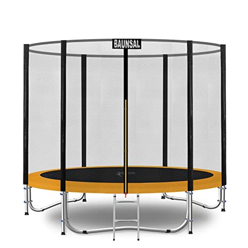 Baunsal® Trampolin Outdoor Ø 275 cm (EXD) orange Komplettset Sprungmatte mit Netz und Leiter Gartentrampolin Outdoor Spielzeug Kinder Trampolin Kinder Outdoor Spielzeug Garten von Baunsal