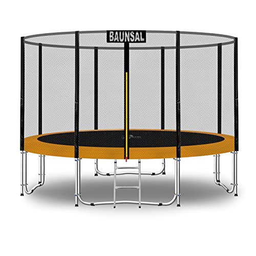 Baunsal® Trampolin Outdoor Ø 335 cm (EXD) orange Komplettset Sprungmatte mit Netz und Leiter Gartentrampolin Outdoor Spielzeug Kinder Trampolin Kinder Outdoor Spielzeug Garten von Baunsal