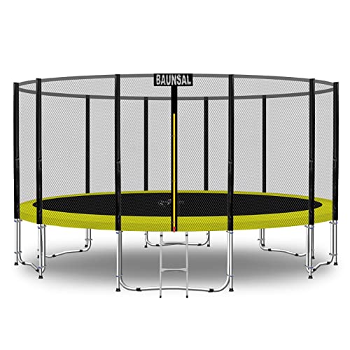 Baunsal® Trampolin Outdoor Ø 396 cm (EXD) gelb Komplettset Sprungmatte mit Netz und Leiter Gartentrampolin Outdoor Spielzeug Kinder Trampolin Kinder Outdoor Spielzeug Garten von Baunsal