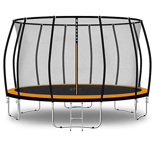 Baunsal® Trampolin Outdoor Ø 396 cm (FGIS) orange Komplettset Sprungmatte mit Netz und Leiter Gartentrampolin Outdoor Spielzeug Kinder Trampolin Kinder Outdoor Spielzeug Garten von Baunsal