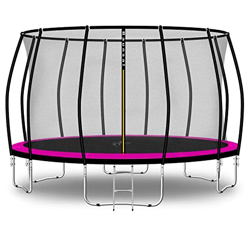 Baunsal® Trampolin Outdoor Ø 396 cm (FGIS) pink Komplettset Sprungmatte mit Netz und Leiter Gartentrampolin Outdoor Spielzeug Kinder Trampolin Kinder Outdoor Spielzeug Garten von Baunsal