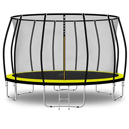 Baunsal® Trampolin Outdoor Ø 427 cm (FGIS) gelb Komplettset Sprungmatte mit Netz und Leiter Gartentrampolin Outdoor Spielzeug Kinder Trampolin Kinder Outdoor Spielzeug Garten von Baunsal