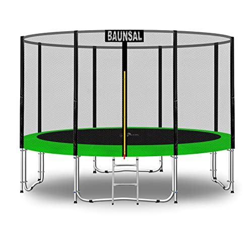 Baunsal® Trampolin Outdoor Ø 366 cm (EXD) hellgrün Komplettset Sprungmatte mit Netz und Leiter Gartentrampolin Outdoor Spielzeug Kinder Trampolin Kinder Outdoor Spielzeug Garten von Baunsal