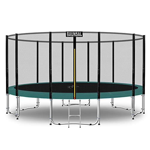 Baunsal® Trampolin Outdoor Ø 396 cm (EXD) grün Komplettset Sprungmatte mit Netz und Leiter Gartentrampolin Outdoor Spielzeug Kinder Trampolin Kinder Outdoor Spielzeug Garten von Baunsal