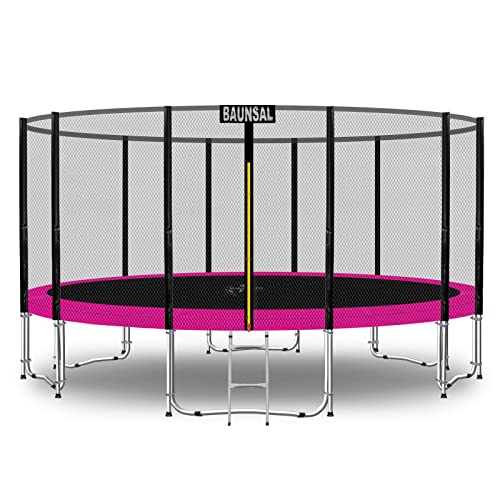 Baunsal® Trampolin Outdoor Ø 396 cm (EXD) pink Komplettset Sprungmatte mit Netz und Leiter Gartentrampolin Outdoor Spielzeug Kinder Trampolin Kinder Outdoor Spielzeug Garten von Baunsal