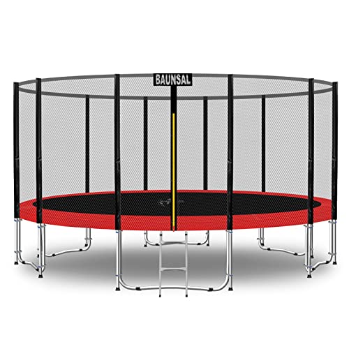 Baunsal® Trampolin Outdoor Ø 396 cm (EXD) rot Komplettset Sprungmatte mit Netz und Leiter Gartentrampolin Outdoor Spielzeug Kinder Trampolin Kinder Outdoor Spielzeug Garten von Baunsal