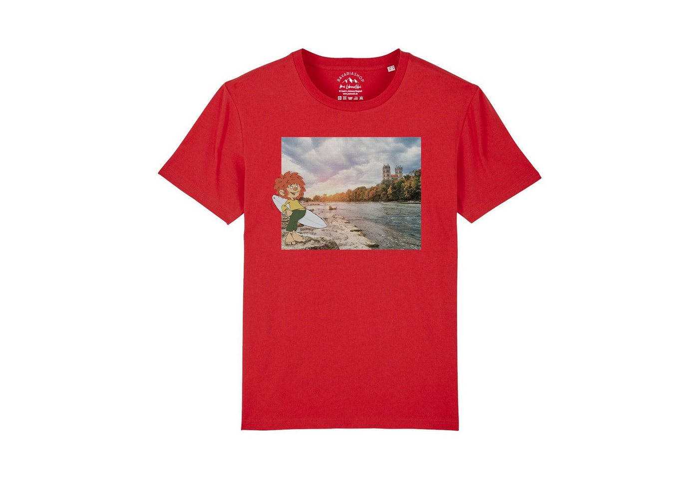 Bavariashop T-Shirt ®Pumuckl Herren T-Shirt "Surfer-Kobold" von Bavariashop