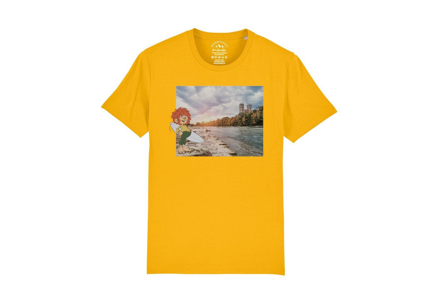 Bavariashop T-Shirt ®Pumuckl Herren T-Shirt Surfer-Kobold"" von Bavariashop