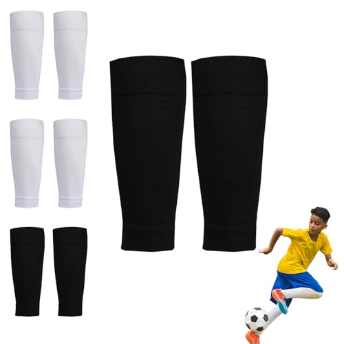 Fußballsocken für Kinder, 4 Paar, Fußballsocken, Fußball-Schienbeinschoner, elastische Fußball-Schienbeinschoner, Team-Beinsocken-Ärmel passen über Schienbeinschoner, geeignet für Fußballspiele und von Bavooty