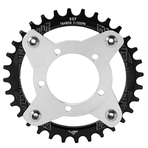 Baxnore 104BCD Kettenblatt für Mittelantriebsmotoren, Kettenrad-Getriebeadapter aus Aluminiumlegierung, leichtes, kratzfestes Elektrofahrrad-Power-Drive-Kettenblatt für (Schwarz) von Baxnore