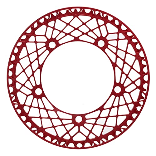 Baxnore 53T Fahrradkettenblatt, leichtes Einzelkurbel-Kettenblatt aus Aluminiumlegierung, multifunktionale Fahrrad-Kettenblatt-Schutzplatte für den Fahrradaustausch (Anode rot) von Baxnore