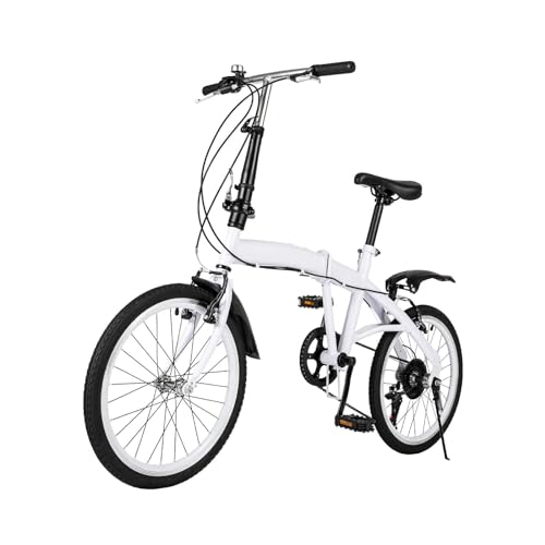 Bazargame 20 Zoll Klappfahrrad Klapprad Faltrad Erwachsene Fahrräder 7 Gang Folding Bike Jungen-Fahrrad Fahrrad Für Damen und Herren Quick-Fold-System von Bazargame