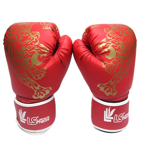 Boxhandschuhe Herren – Muay Thai Handschuhe | Muay Thai Boxhandschuhe Erwachsene Professionelle Boxtraining Handschuhe PU Leder Tiger Gedruckt Boxhandschuhe Muay Thai Kampfhandschuhe für Männer und von Bbbabeslk