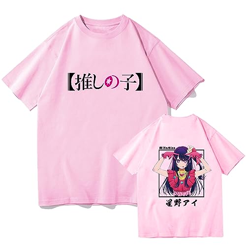 Bbntop Anime Oshi No Ko Frauen gedruckt T Shirt Mode lässig Sommer Kurze Ärmel überdimensioniert Unisex Harajuku Streetwear-Black||XXS von Bbntop