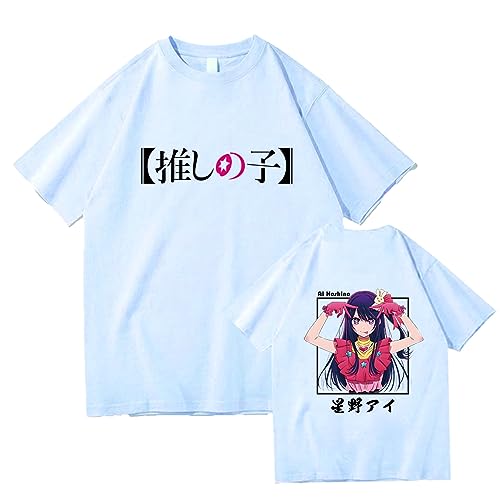 Bbntop Anime Oshi No Ko Frauen gedruckt T Shirt Mode lässig Sommer Kurze Ärmel überdimensioniert Unisex Harajuku Streetwear-Black||XXS von Bbntop