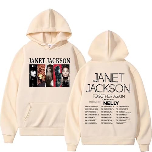 Bbntop Janet Music Jackson Together Again Tour Hoodie Street Rock Hip Hop Retro Pullover Herren- und Damenmode Casual Sweatshirts-Black||XS von Bbntop