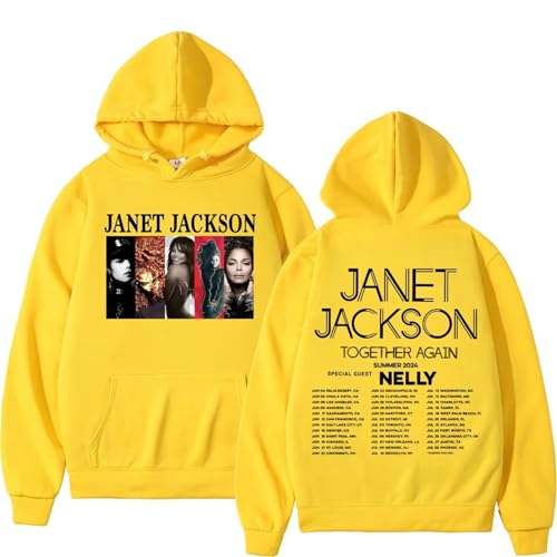 Bbntop Janet Music Jackson Together Again Tour Hoodie Street Rock Hip Hop Retro Pullover Herren- und Damenmode Casual Sweatshirts-Black||XS von Bbntop