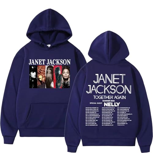 Bbntop Janet Music Jackson Together Again Tour Hoodie Street Rock Hip Hop Retro Pullover Herren- und Damenmode Casual Sweatshirts-Black||XS von Bbntop