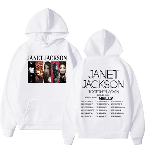 Bbntop Janet Music Jackson Together Again Tour Hoodie Street Rock Hip Hop Retro Pullover Herren- und Damenmode Casual Sweatshirts-Black||XS von Bbntop