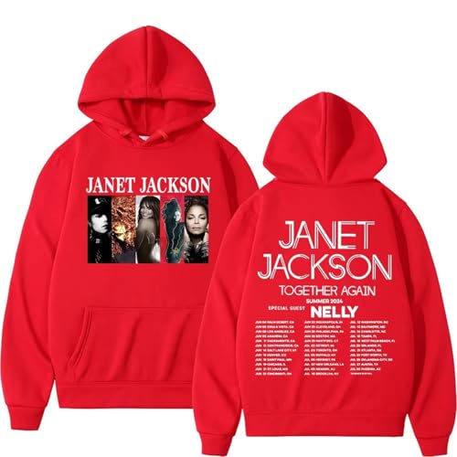 Bbntop Janet Music Jackson Together Again Tour Hoodie Street Rock Hip Hop Retro Pullover Herren- und Damenmode Casual Sweatshirts-Black||XS von Bbntop