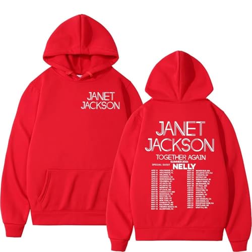 Bbntop Janet Rock Jackson Together Again 2024 Tour Kapuzenpulli Mode Hip Hop Retro Pullover Männer Frauen Casual Hooded Sweatshirt-Black||XS von Bbntop