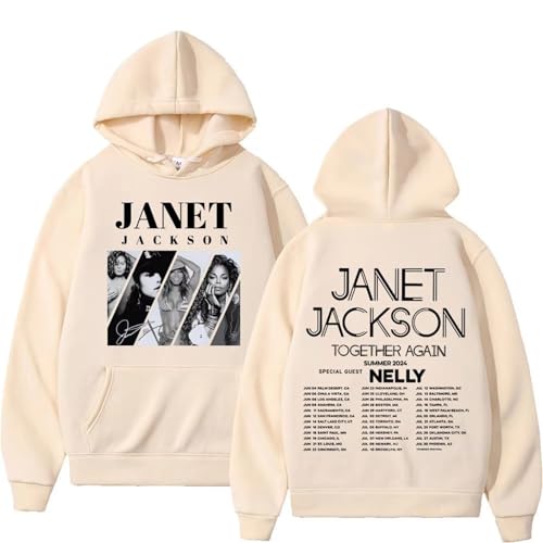 Bbntop Rock Janet Singer Jackson Bedruckter Hoodie Together Again 2024 Tour Herren Damen Mode Vintage Übergröße Unisex Pullover-Black||XS von Bbntop