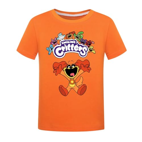 Bbntop Smiling Critters Kinder-T-Shirt Jungen Mädchen Mode niedlich gedruckt Kurzarm Baumwolle Rundhalsausschnitt Sommer Tee Kinderkleidung-Black||100 von Bbntop