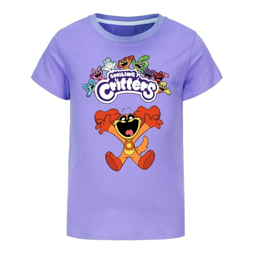 Bbntop Smiling Critters Kinder-T-Shirt Jungen Mädchen Mode niedlich gedruckt Kurzarm Baumwolle Rundhalsausschnitt Sommer Tee Kinderkleidung-Black||100 von Bbntop