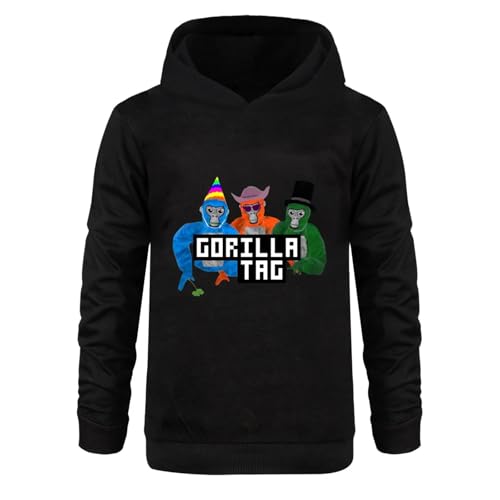 Bbntop Spiel Gorilla Label Hoodie Kinder Cartoon Hoodie Kinder Lange Ärmel Kleinkind Mädchen Pullover lässige Jacke Baby Jungen Sweatshirt-Black||2-3Y von Bbntop